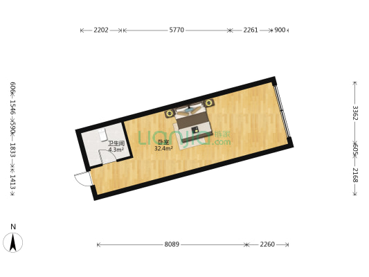白金公寓 1室0厅1卫 50平方
