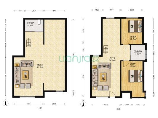嘉惠七号院 2室2厅2卫 93平方