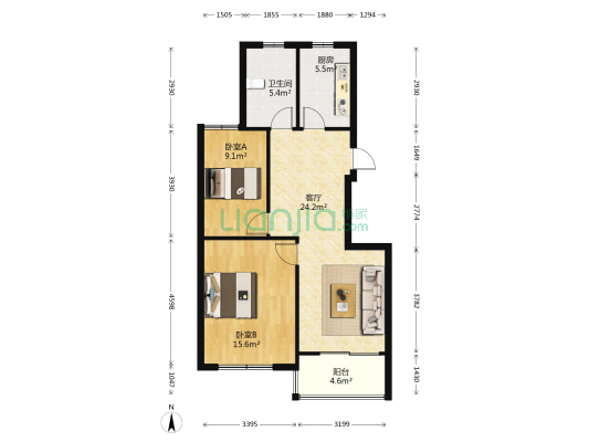 夏东苑三区 2室1厅1卫 85平方