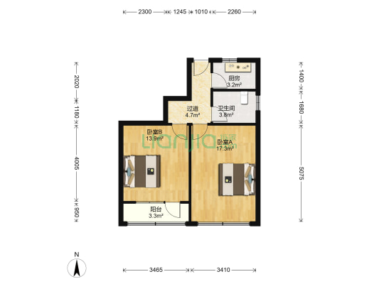 金国大厦 2室0厅1卫 71平方