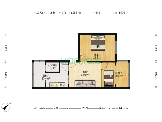 永丰路6号 2室1厅1卫 53平方
