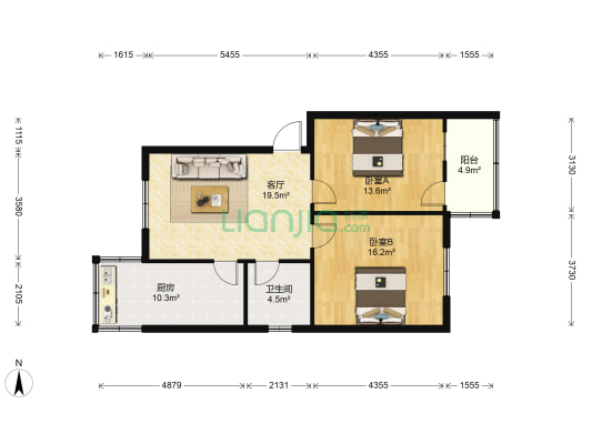 水厂家属院(魏都区) 2室1厅1卫 79平方
