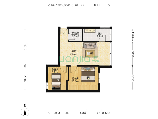 西场电器城 2室1厅1卫 54平方