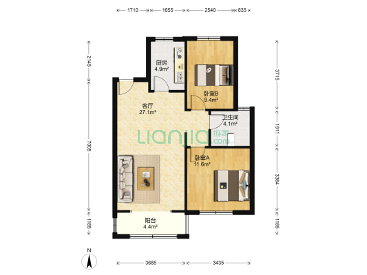 隆泰家园北区 2室1厅1卫 99平方