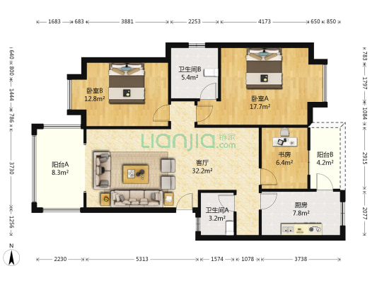 怡馨苑 3室1厅2卫 116平方