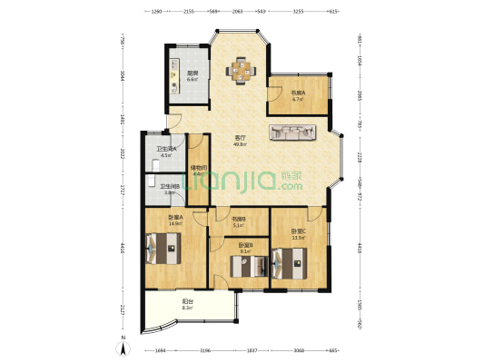 荣欣家园 5室1厅2卫 140平方