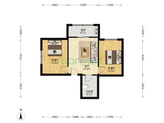 保卫巷 2室1厅1卫 64平方
