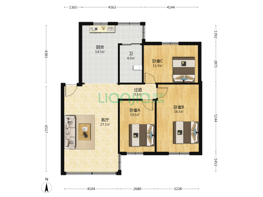 佛罗公路28号边检站 3室1厅1卫 101平方