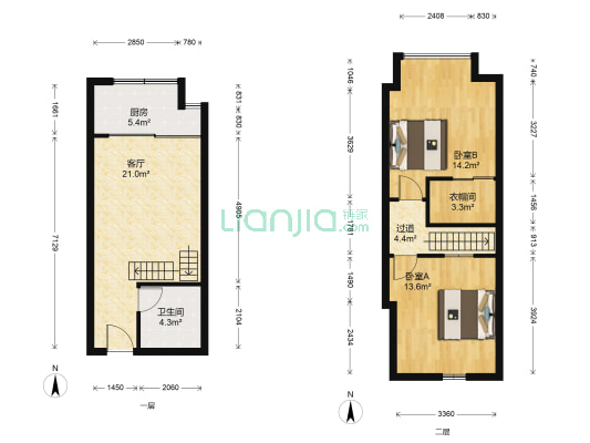 明发悦庭 2室1厅1卫 45平方