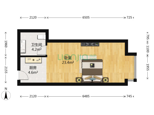 威达商住楼 1室0厅1卫 46平方