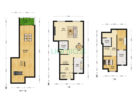 龙湖揽境 2室1厅3卫 137平方