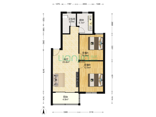 莘西路138弄 2室1厅1卫 77平方