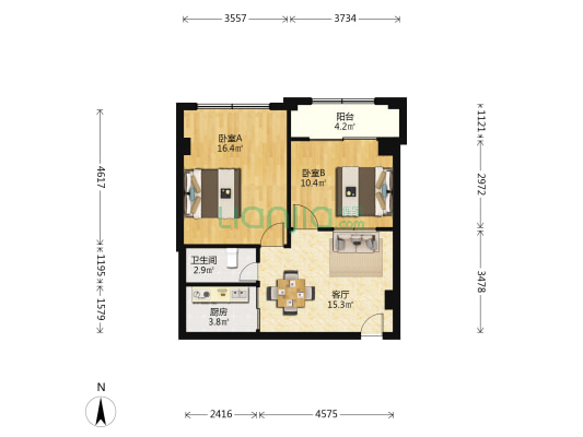 宝鑫大厦 2室1厅1卫 80平方