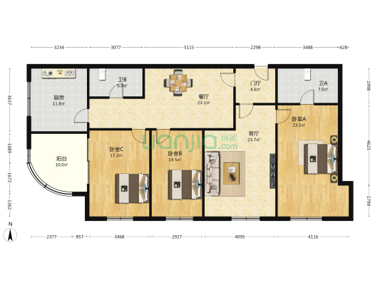国际城(道里区) 3室2厅2卫 204平方