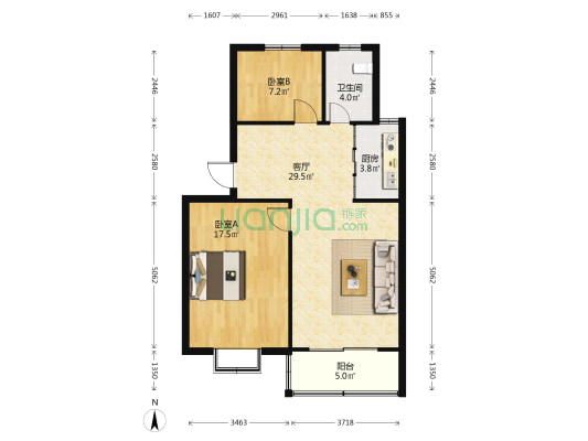 城开利民城 2室1厅1卫 85平方