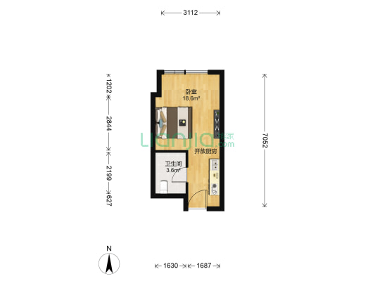 国融国际 1室0厅1卫 32平方