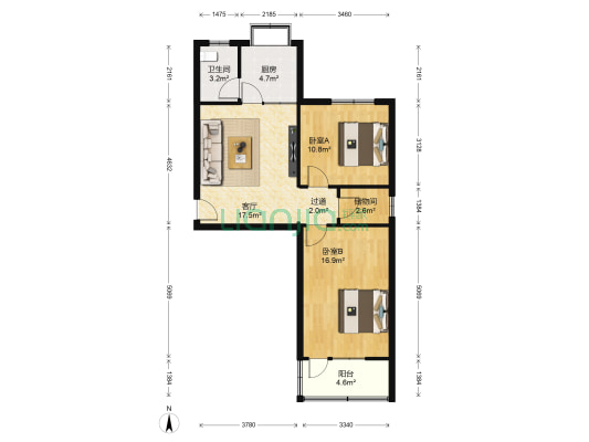 金马小区腾达园 2室1厅1卫 76平方