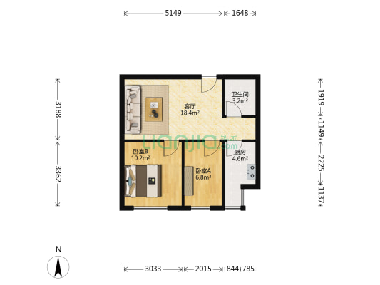 东亚尚城国际 1室1厅0卫 68平方