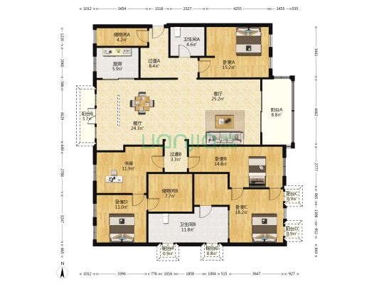 湖畔宽邸中央郡 5室2厅2卫 202平方