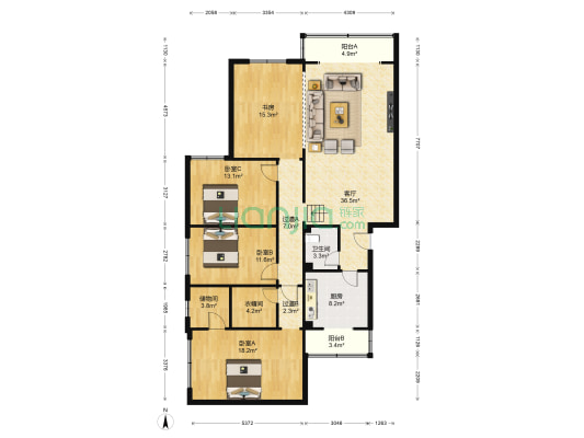 文庭雅苑 4室1厅1卫 159平方