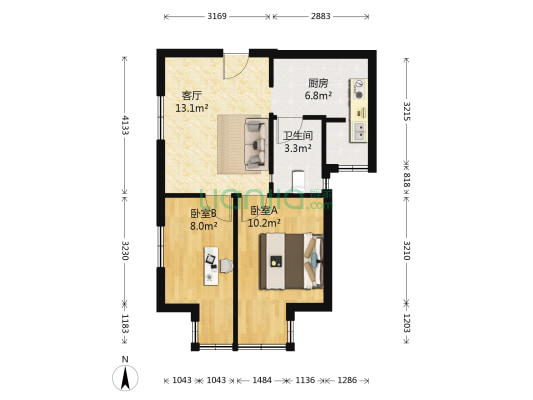兴隆大厦 2室1厅1卫 70平方