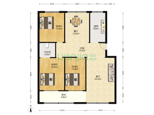 疾控中心宿舍 3室2厅1卫 143平方