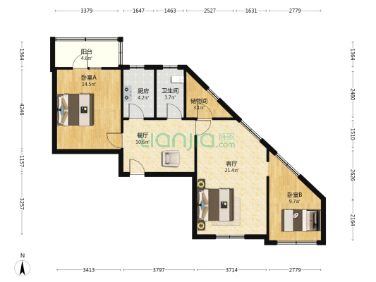 复兴庄北街 2室2厅1卫 65平方