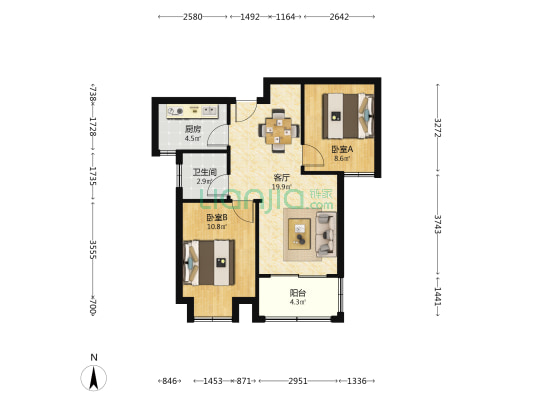 和瑞华府祥顺园 2室1厅1卫 69平方