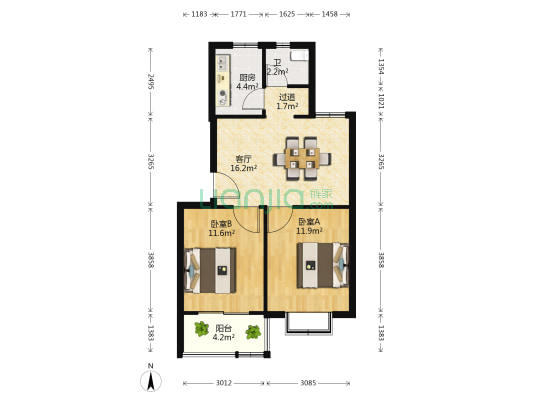 久久小区 2室1厅1卫 70平方