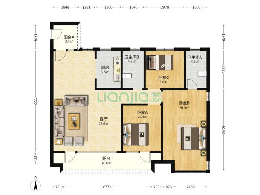 瑞源和苑 3室1厅2卫 136平方