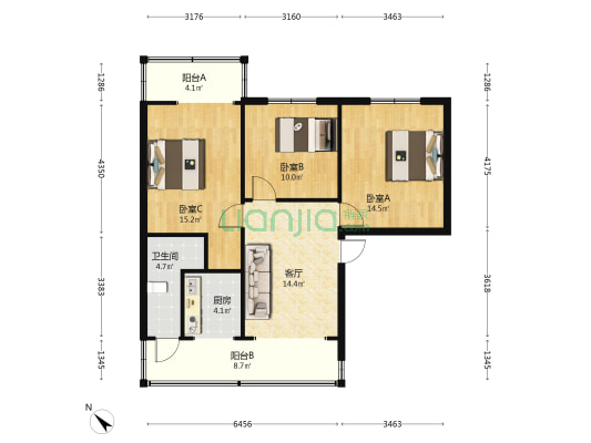 华阳大道三段58号 3室1厅1卫 84平方