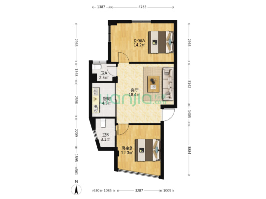 湖上岙 2室1厅2卫 80平方