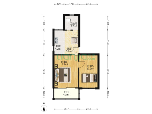工业新村 2室1厅1卫 51平方