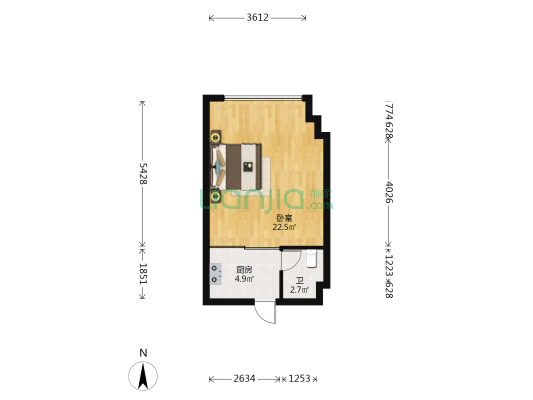 尚都国际 1室0厅1卫 50平方