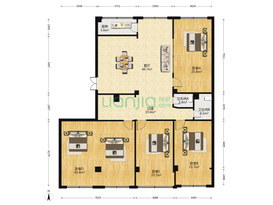 佳乐公寓 4室1厅2卫 220平方