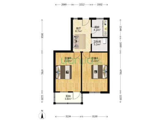 长康里 2室1厅1卫 63平方