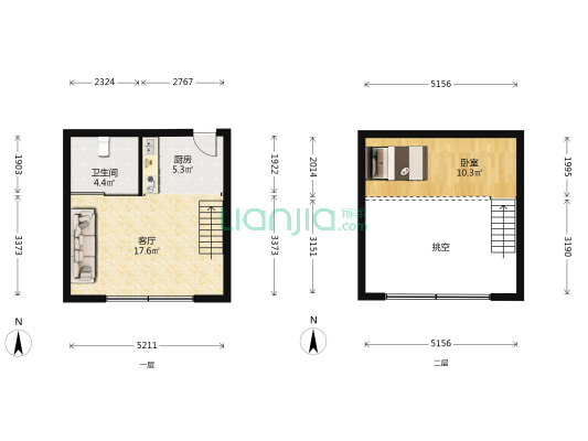 欢乐颂 1室1厅1卫 43平方