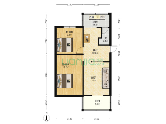 地勘中心云南总队 2室2厅1卫 55平方