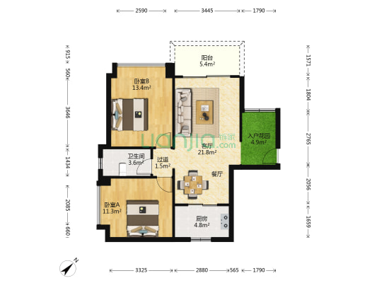 越秀滨海珺城 2室1厅1卫 80平方