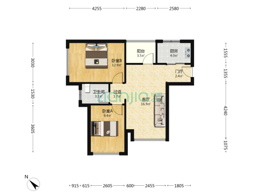 人居大同峰荟（二手） 2室1厅1卫 67平方