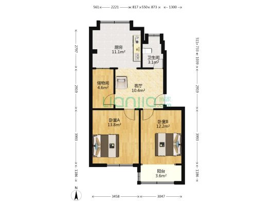金海大道7号院 2室1厅1卫 71平方