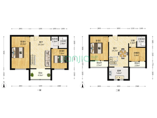 诚品·四季花城南区 3室2厅3卫 120平方