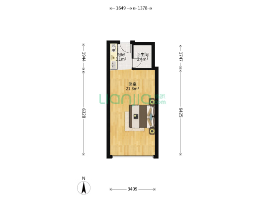 虎门一号 1室0厅1卫 36平方