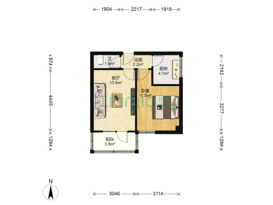 甘肃省残联小区（酒泉路） 1室1厅1卫 50平方