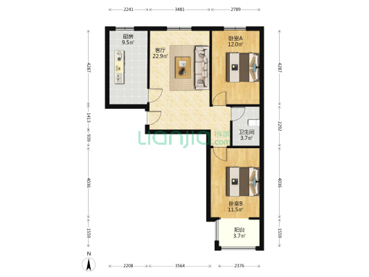二期洋房房本满二南北通透户型全天采光-户型图