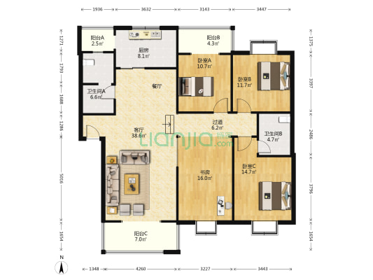 沙坪馨苑 4室1厅2卫 148平方