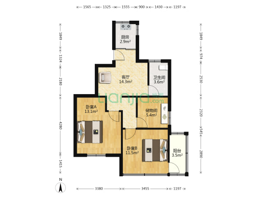 南山新村 2室1厅1卫 61平方