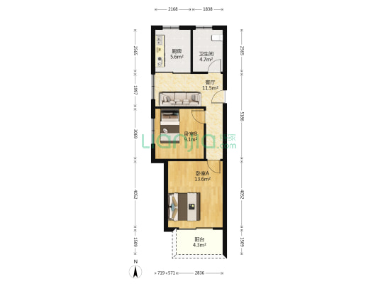 明怡东方轩 2室1厅1卫 71平方