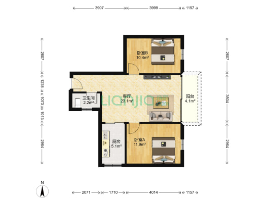 市桥富华楼 2室1厅1卫 67平方