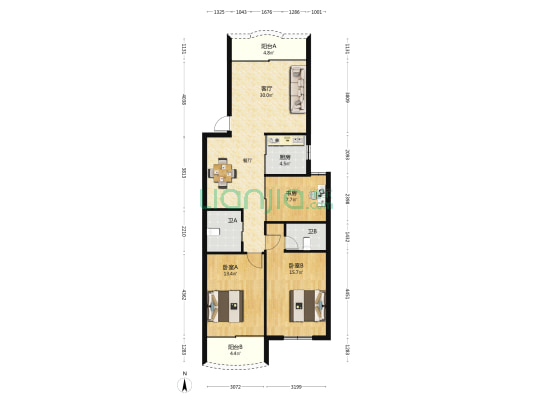 洪山桥社区 3室1厅2卫 110平方